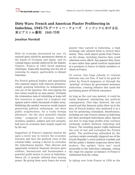 French and American Piaster Profiteering in Indochina, 1945-75 ダーティー・ウォーズ インドシナにおける仏 米ピアストル暴利 1945-75年