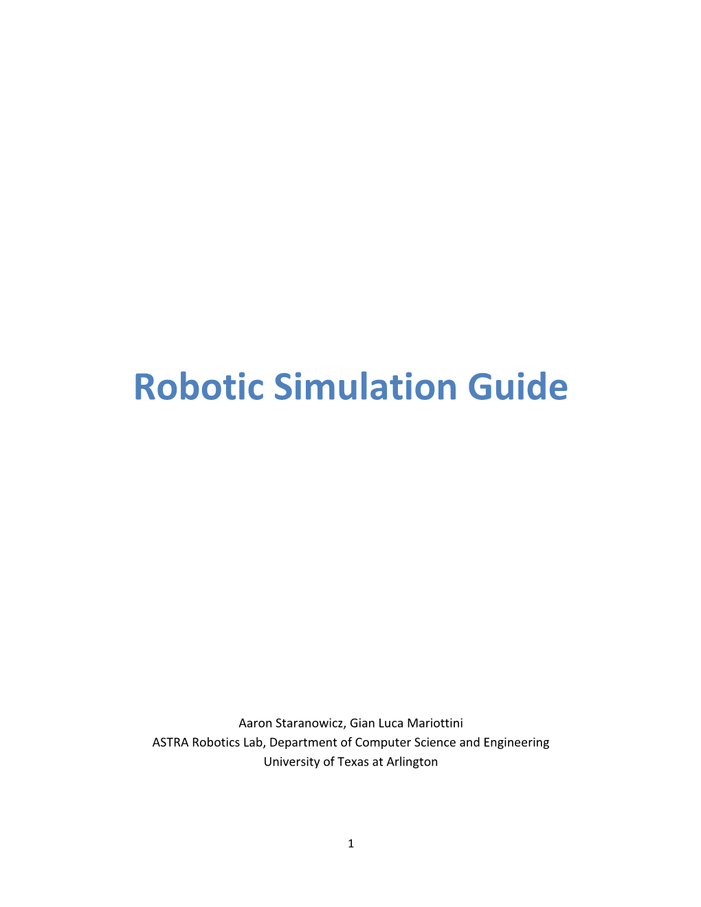 Robotic Simulation Guide