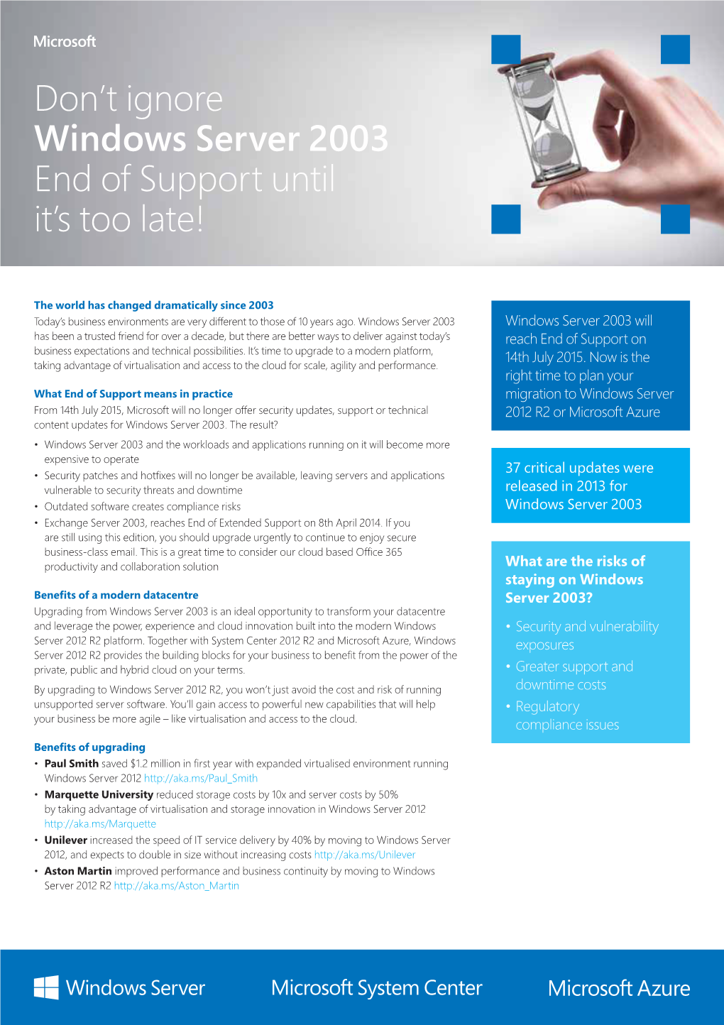 Windows Server 2003 End of Support Until It’S Too Late!
