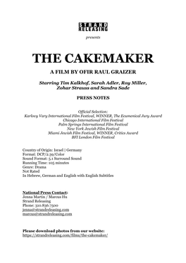 The Cakemaker a Film by Ofir Raul Graizer