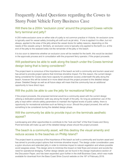 Frequently Asked Questions Regarding the Cowes to Stony Point Vehicle Ferry Business Case