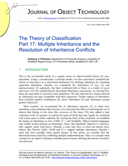 Multiple Inheritance and the Resolution of Inheritance Conflicts