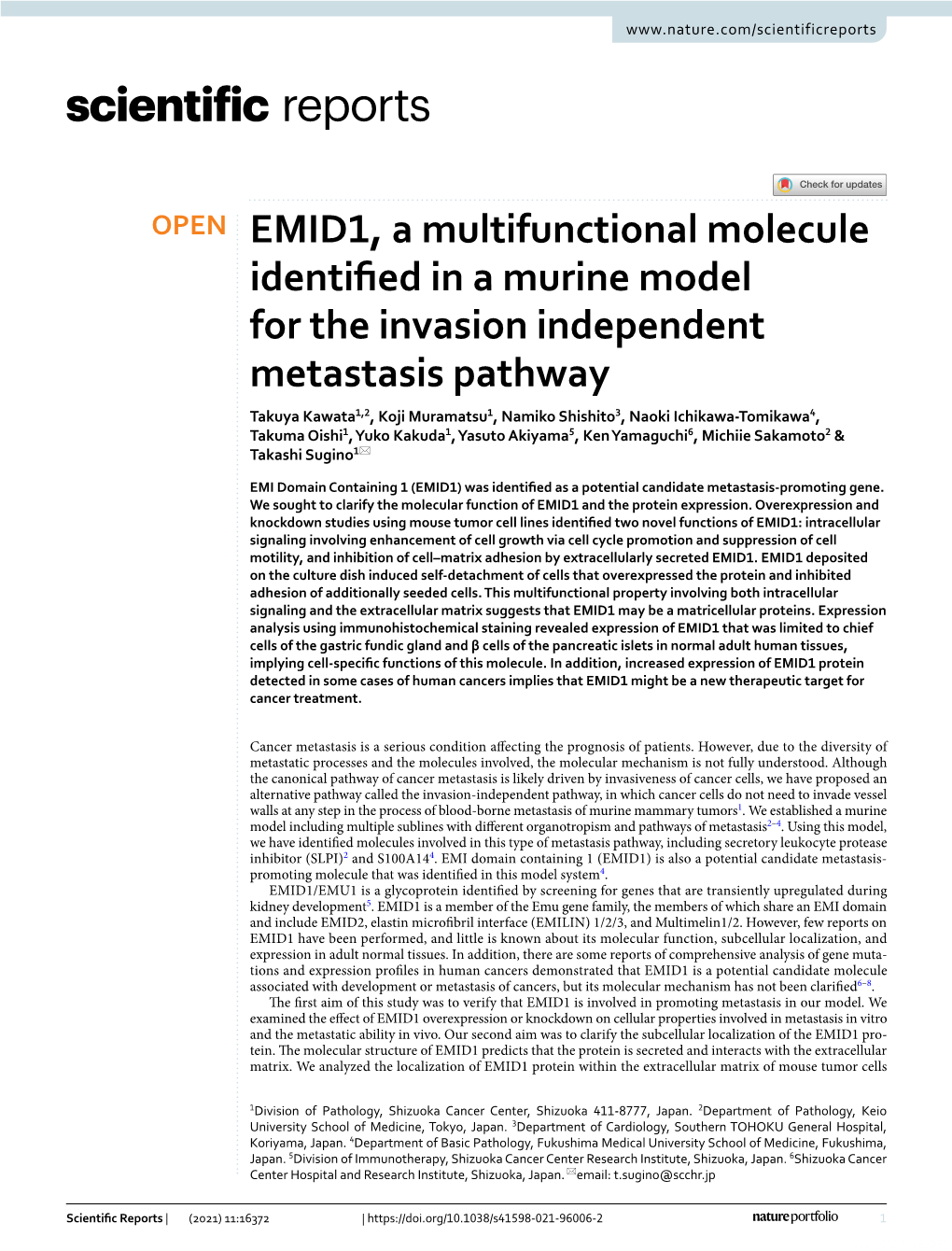 EMID1, a Multifunctional Molecule Identified in a Murine Model for The