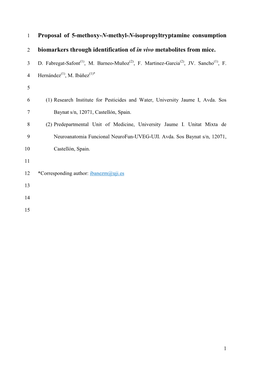 Proposal of 5-Methoxy-N-Methyl-N-Isopropyltryptamine Consumption