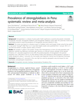 Prevalence of Strongyloidiasis in Peru