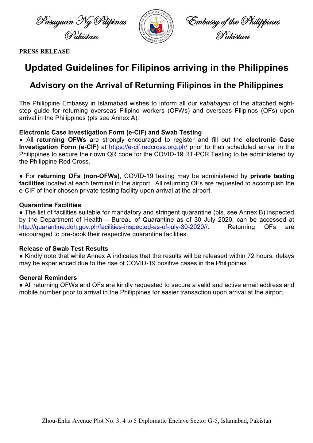 Updated Guidelines For Filipinos Arriving In The Philippines - DocsLib