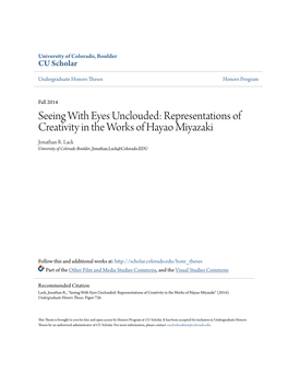 Seeing with Eyes Unclouded: Representations of Creativity in the Works of Hayao Miyazaki Jonathan R