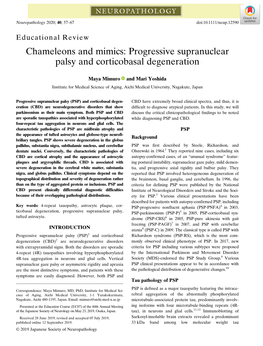 Progressive Supranuclear Palsy and Corticobasal Degeneration