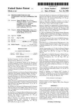 United States Patent (19) 11 Patent Number: 5,834,015 Oleske Et Al