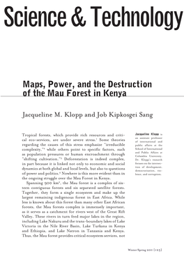 Maps, Power, and the Destruction of the Mau Forest in Kenya