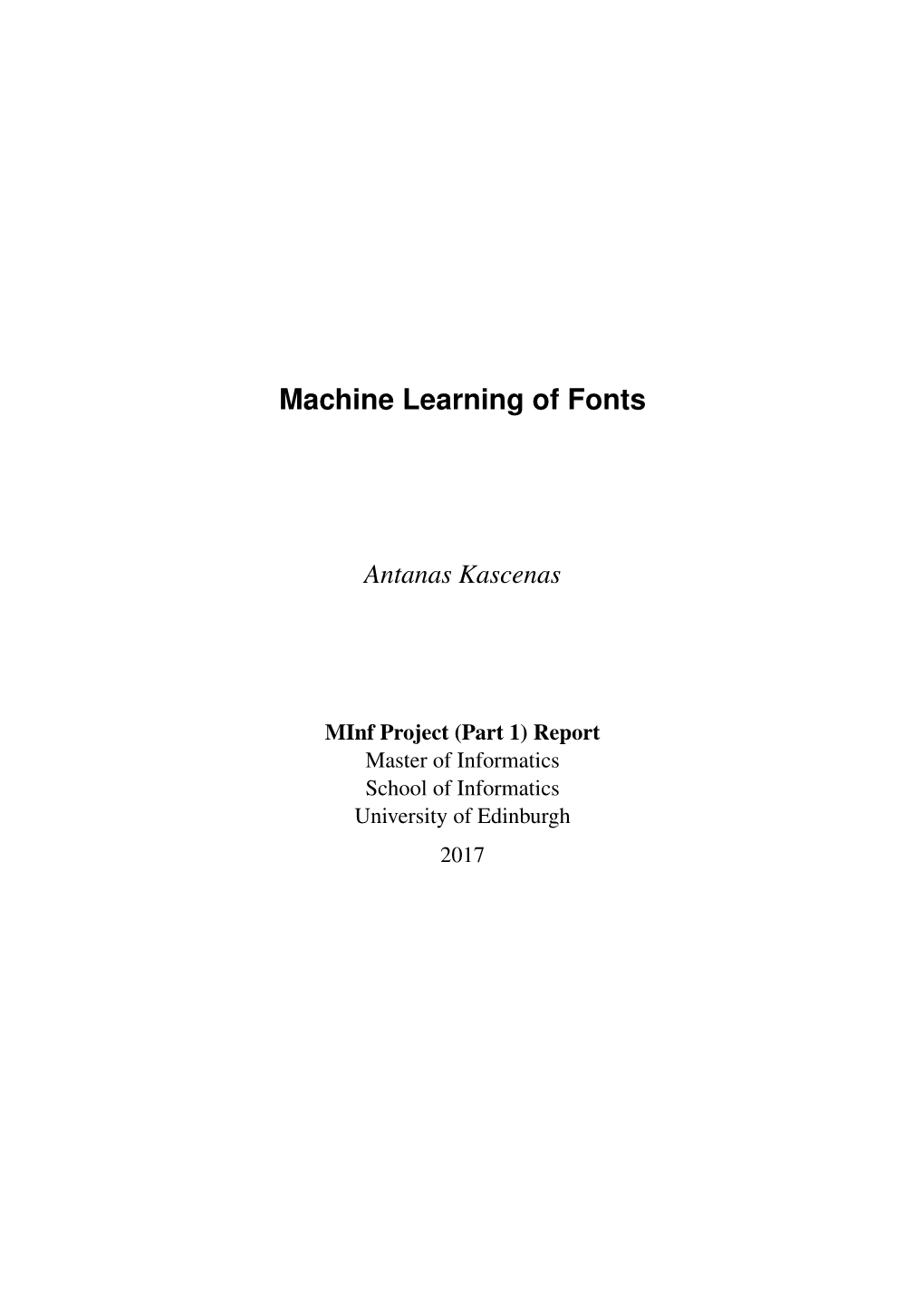 Machine Learning of Fonts