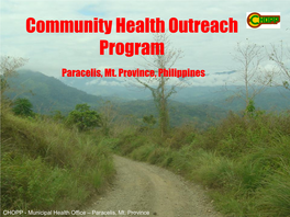 Community Health Outreach Program, Paracelis