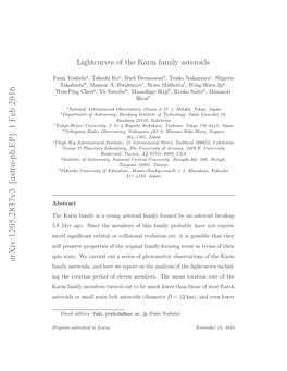 Lightcurves of the Karin Family Asteroids