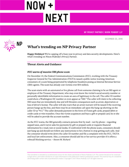 What's Trending on NP Privacy Partner