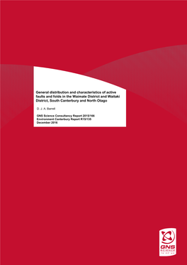 General Distribution and Characteristics of Active Faults and Folds in the Waimate District and Waitaki District, South Canterbury and North Otago