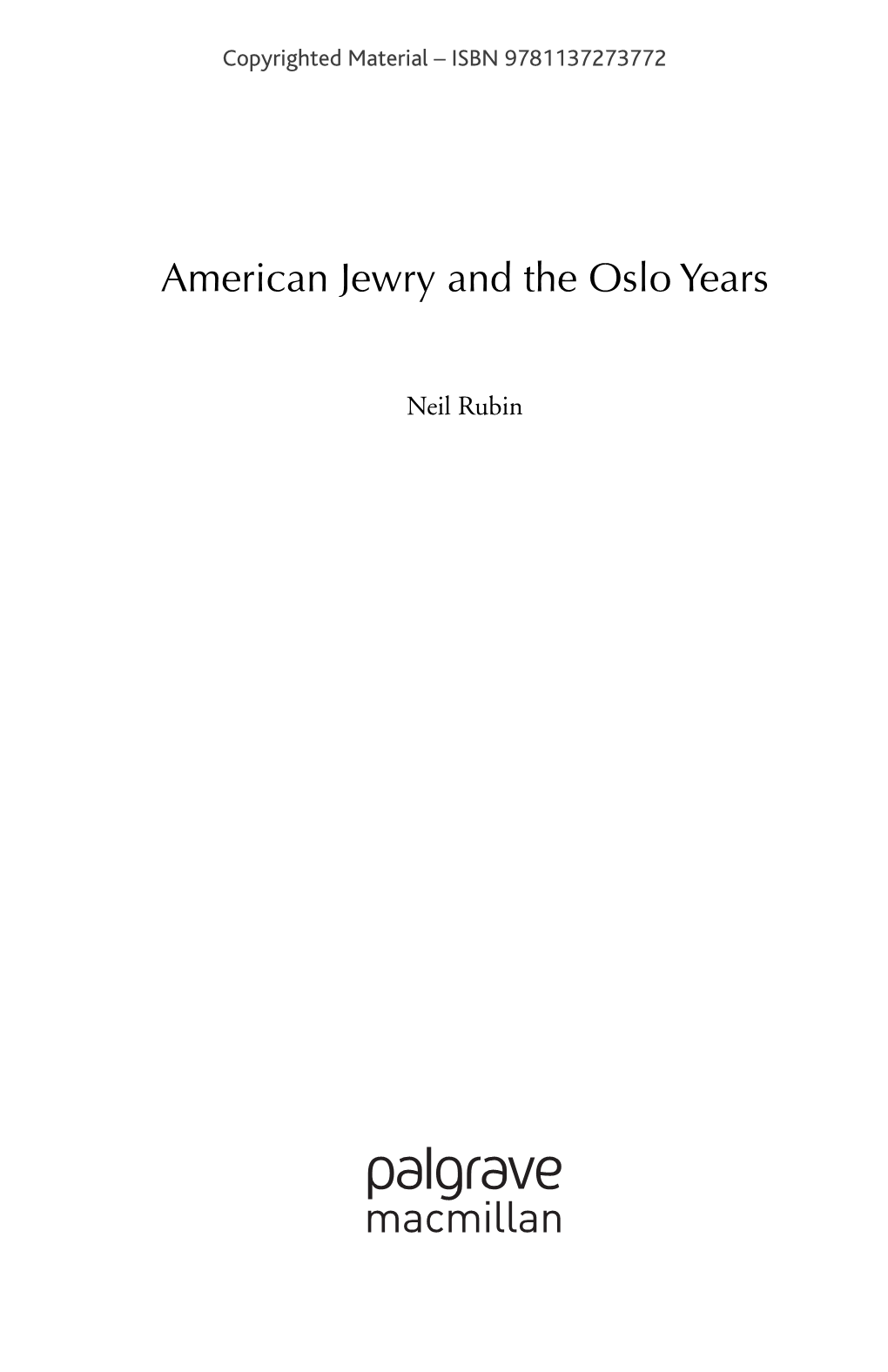 American Jewry and the Oslo Years