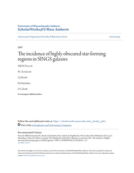 The Incidence of Highly Obscured Star-Forming Regions in SINGS Galaxies MKM Prescott