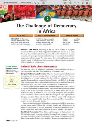 The Challenge of Democracy in Africa MAIN IDEA WHY IT MATTERS NOW TERMS & NAMES