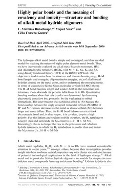 Highly Polar Bonds and the Meaning of Covalency and Ionicity—Structure and Bonding of Alkali Metal Hydride Oligomers F