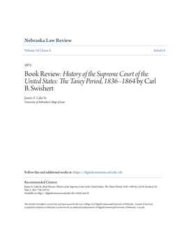 Book Review: History of the Supreme Court of the United States: the Taney Period, 1836–1864 by Carl B