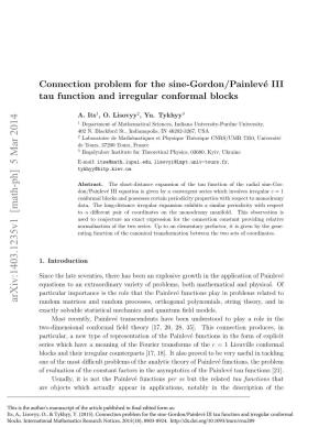 Connection Problem for the Sine-Gordon/Painlev´E III Tau
