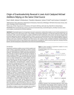 Origin of Enantioselectivity Reversal in Lewis Acid-Catalyzed Michael Additions Relying on the Same Chiral Source