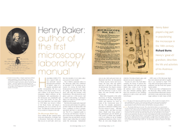 Henry Baker: Author of the First Microscopy Laboratory Manual