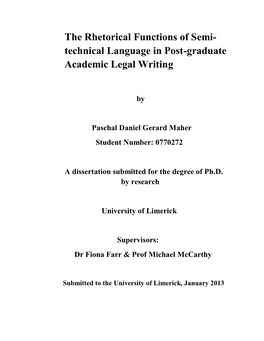 Technical Language in Post-Graduate Academic Legal Writing