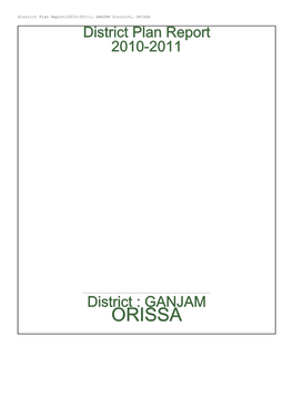 District Plan Report Ganjam(Orissa)
