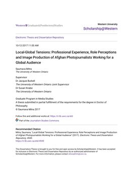 Professional Experience, Role Perceptions and Image Production of Afghan Photojournalists Working for a Global Audience
