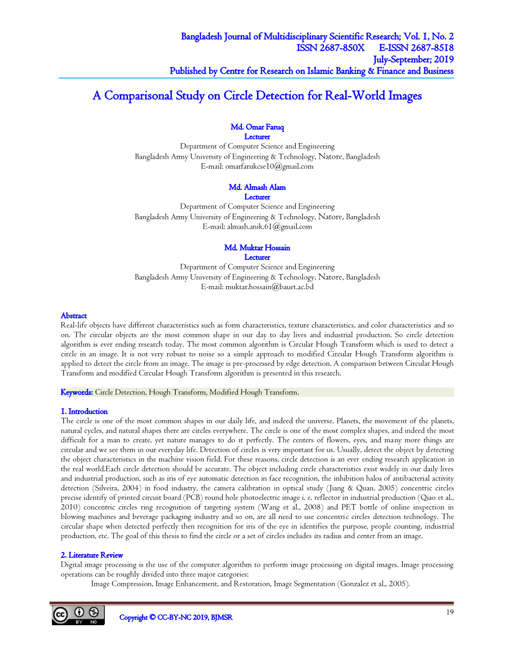 A Comparisonal Study on Circle Detection for Real-World Images