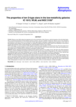 The Properties of Ten O-Type Stars in the Low-Metallicity Galaxies IC 1613, WLM, and NGC 3109?