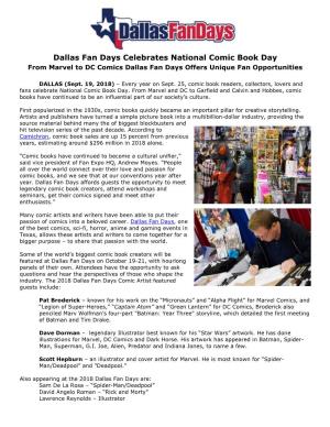 Dallas Fan Days Celebrates National Comic Book Day from Marvel to DC Comics Dallas Fan Days Offers Unique Fan Opportunities