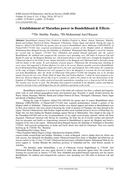 Establishment of Marathas Power in Bundelkhand & Effects