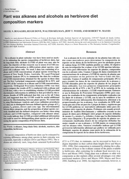 Plant Wax Alkanes and Alcohols As Herbivore Diet Composition Markers