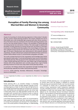 Perception of Family Planning Use Among Married Men and Women in Ghana