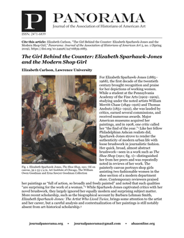 The Girl Behind the Counter: Elizabeth Sparhawk-Jones and the Modern Shop Girl,” Panorama: Journal of the Association of Historians of American Art 5, No