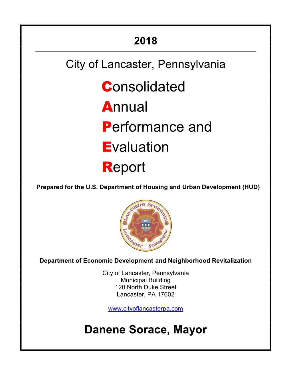 Consolidated Annual Performance and Evaluation Report