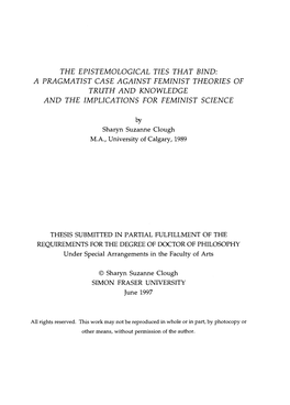 A Pragmatist Case Against Feminist Theories of Truth and Knowledge and the Implications for Feminist Science