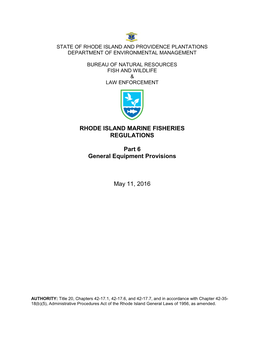 RI Marine Fisheries Statutes and Regulations
