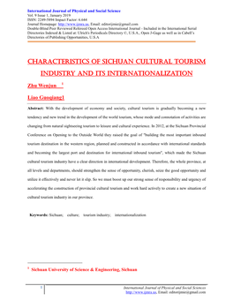 Characteristics of Sichuan Cultural Tourism Industry and Its Internationalization