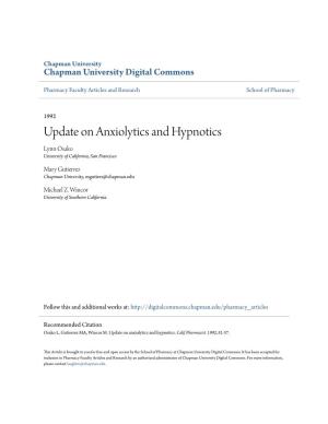 Update on Anxiolytics and Hypnotics Lynn Osako University of California, San Francisco