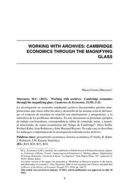 Cambridge Economics Through the Magnifying Glass