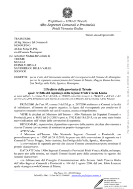 Trieste, Data Del Protocollo TRASMESSO: Al Sig