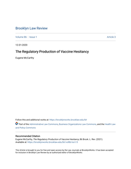 The Regulatory Production of Vaccine Hesitancy
