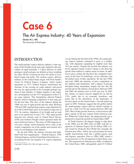 Case 6 the Air Express Industry: 40 Years of Expansion Charles W