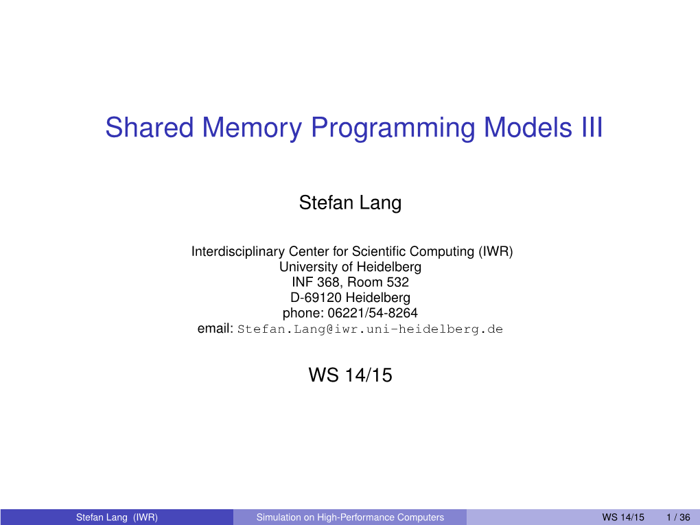 Parallel Programming Models III (Pdf)