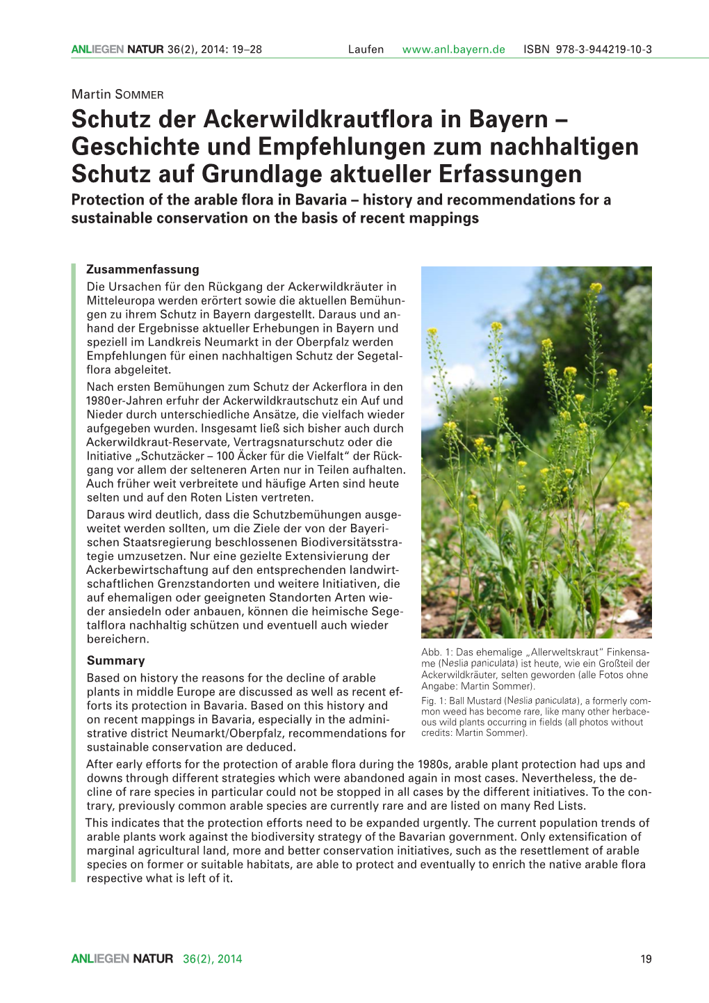 Schutz Der Ackerwildkrautflora in Bayern