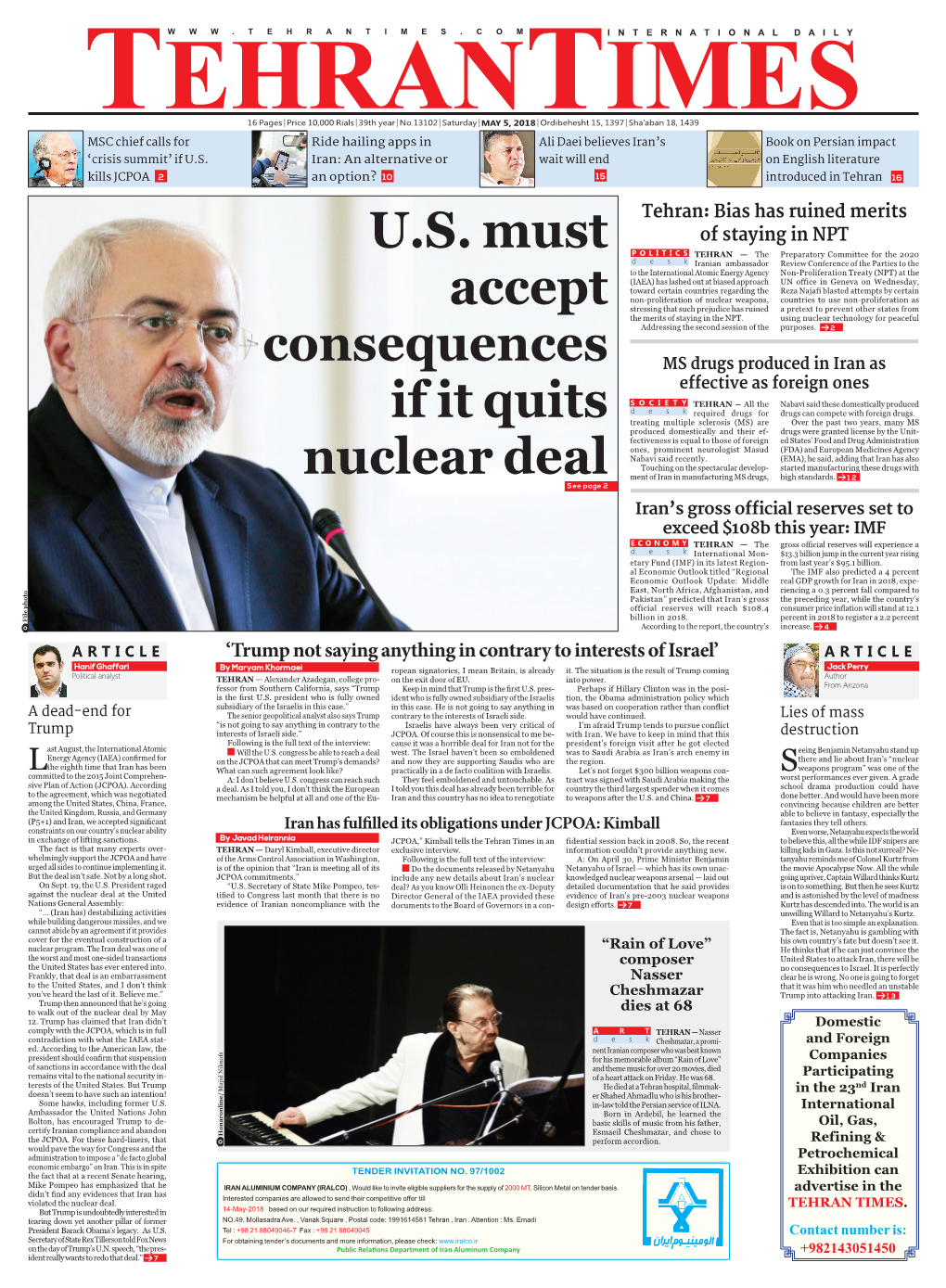 U.S. Must Accept Consequences If It Quits Nuclear Deal