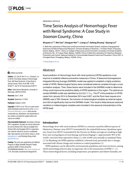 Time Series Analysis of Hemorrhagic Fever with Renal Syndrome: a Case Study in Jiaonan County, China